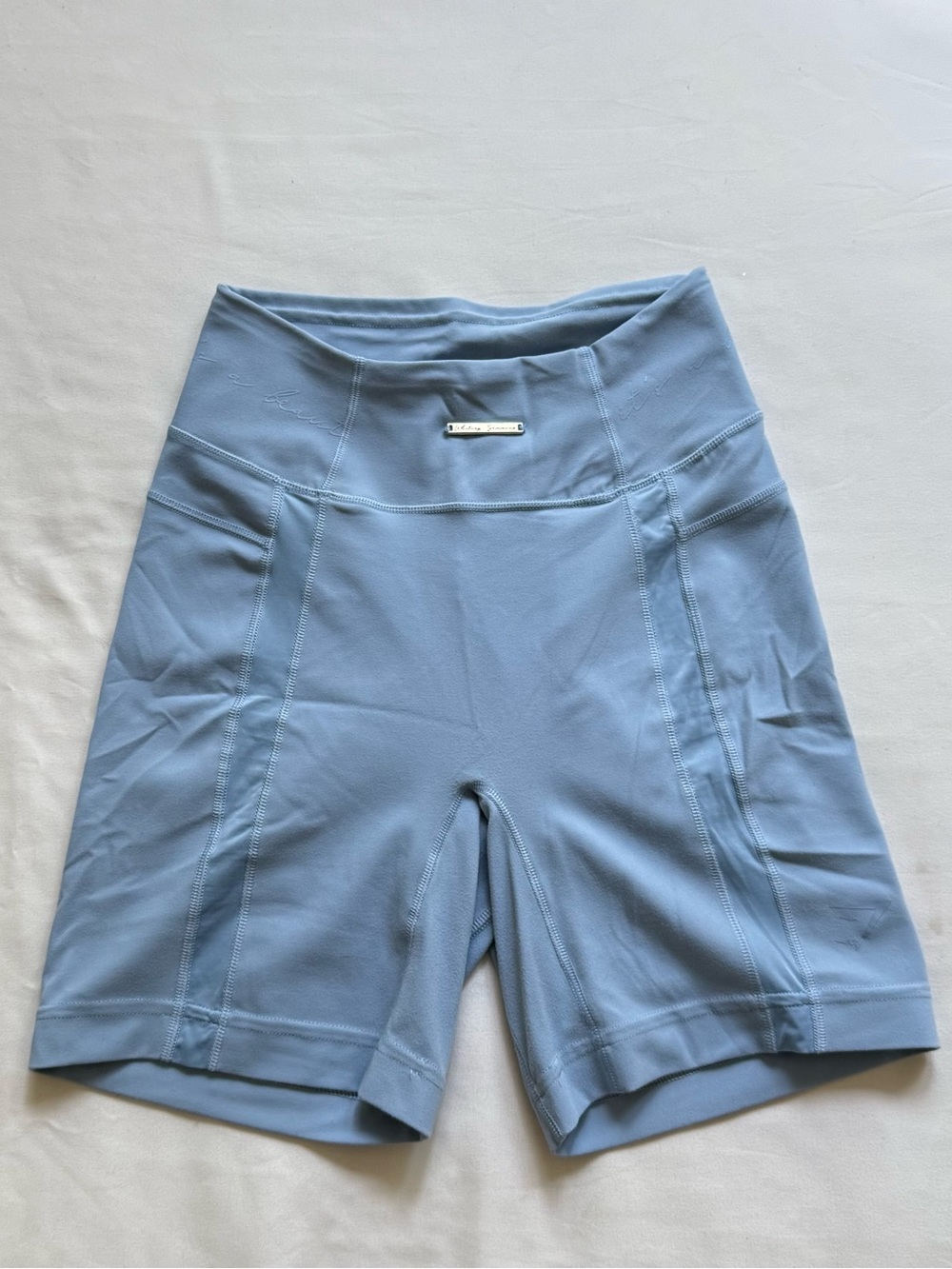 Whitney Simmons Gymshark Light Blue High-Rise Bike Shorts